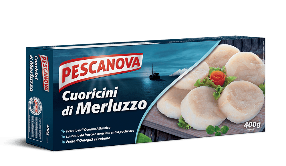 cuoricini di merluzzo surgelati pescanova in confezione da 400g