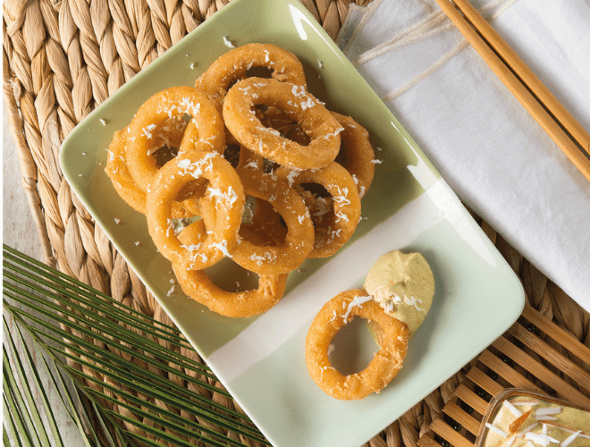 Capricci di Mare con dipping di cocco e curry