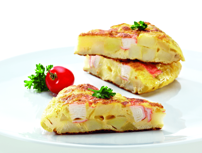 Frittata di surimi, patate e cipolla