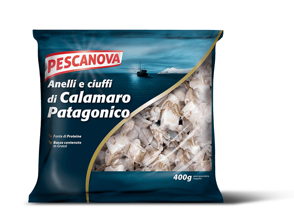 anelli e ciuffi di calamaro surgelati pescanova in confezione da 400g