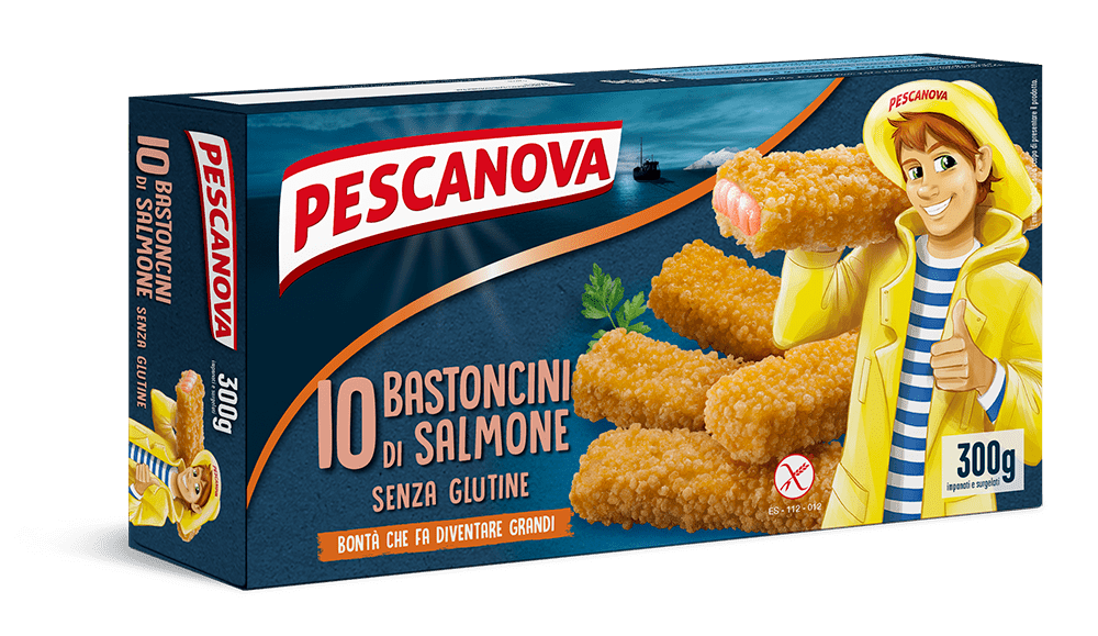 bastoncini di salmone surgelati pescanova in confezione da 10 pezzi