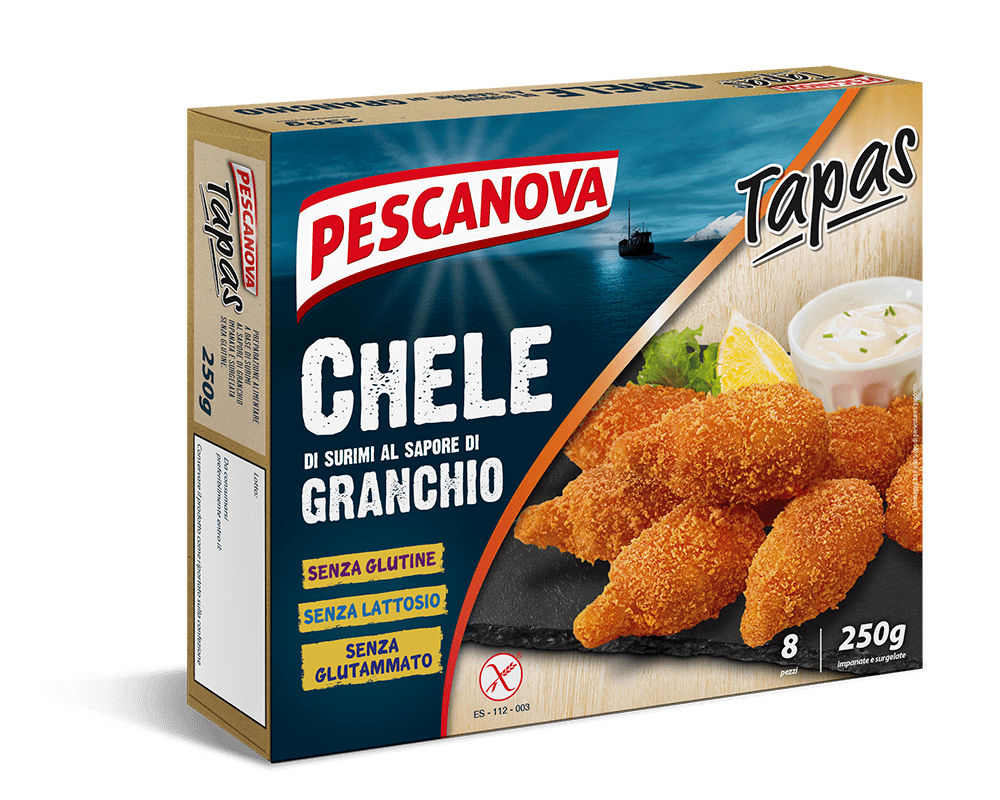 chele di surimi impanate surgelate pescanova in confezione da 250g