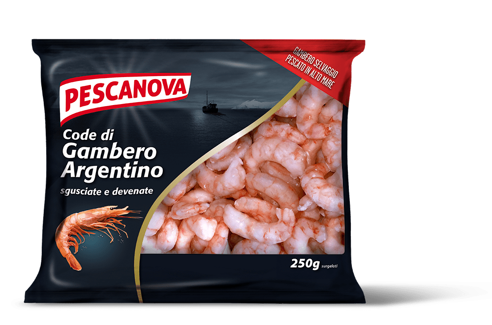 gamberi argentini sgusciati e devenati pescanova in confezione da 250g