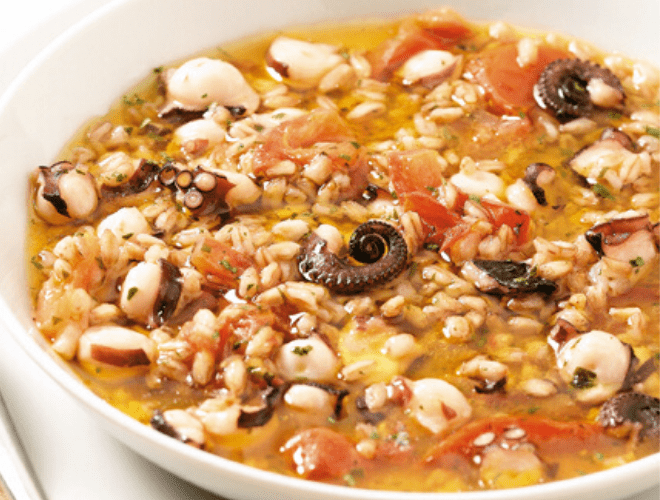 Zuppa di farro e polpo